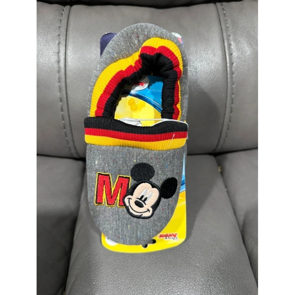 Disney Junior Mickey Mouse Boys Slippers Gray Red Yellow Size 13/1 NEW
